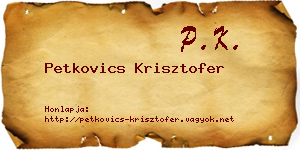 Petkovics Krisztofer névjegykártya
